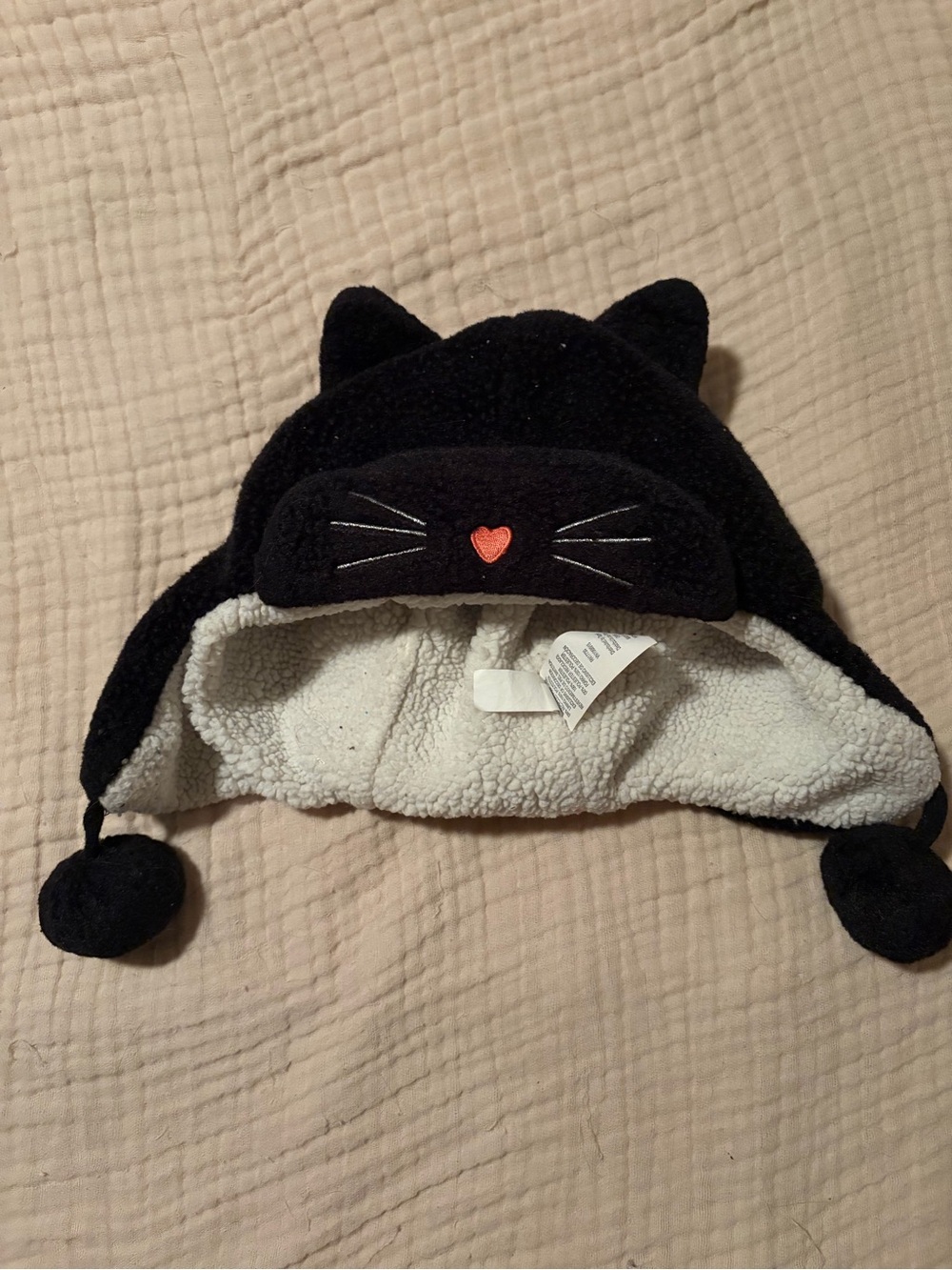 Target Kids Black Cat Ear Beanie with Pink Heart